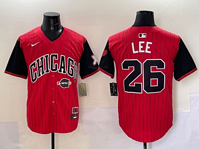 Men Chicago White Sox #26 Lee Red Stripe Joint Name Nike 2025 MLB Jersey style 7->chicago white sox->MLB Jersey